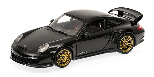 porsche 911 (997 ii) gt2 rs - 2011 - black w/ gold wheels 100069402 Модель 1:18