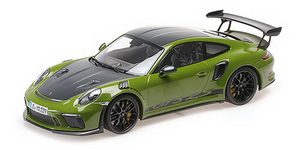 porsche 911 gt3rs (991.2) - 2019 - green w/weissach package w/wording w/ black wheels 155068232 Модель 1:18