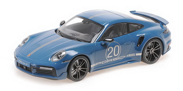 Модель 1:18 Porsche 911 (992) turbo S Coupe №20 Sport Design - blue