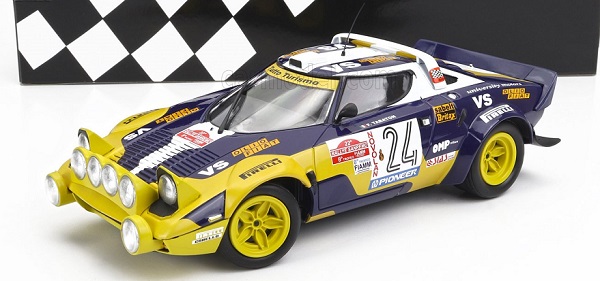 LANCIA Stratos Hf Olio Fiat (night Version) N 24 Rally Sanremo (1980) Fabrizio Tabaton - Emilio Radaelli, Yellow Blue White 155801724 Модель 1:18