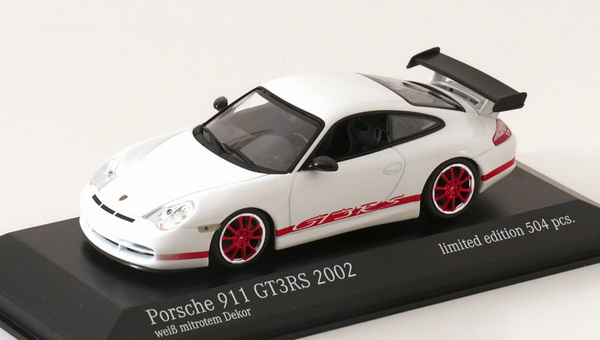 Модель 1:43 Porsche 911 (996) GT3 RS - 2002 - White/Red (L.E.504pcs)