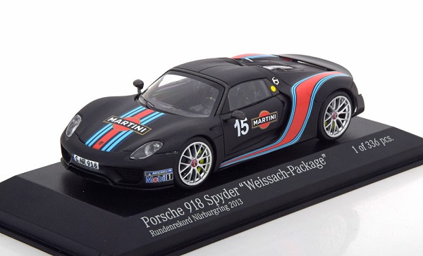 Модель 1:43 Porsche 918 Spyder №15 «Martini» Weissach-Package - matt black (L.E.336pcs)