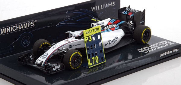 Модель 1:43 Williams Martini Racing FW38 3rd GP Canada (Valtteri Bottas) mit Boxentafel (L.E.300pcs)