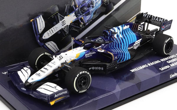 Модель 1:43 WILLIAMS F1 Fw43b Mercedes M12 Eq Power+ Team Williams Racing №63 Saudi Arabia GP 2021 George Russel, White Light Blue