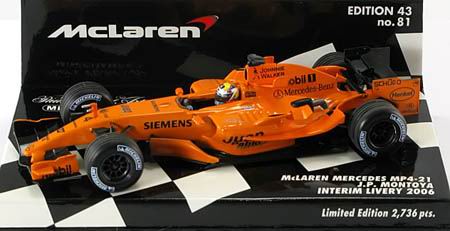 Модель 1:43 McLaren Mercedes MP 4-21 №4 Interim Livery (Juan-Pablo Montoya)