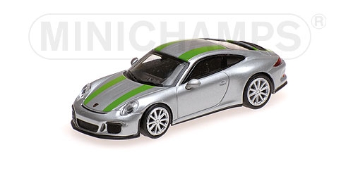 porsche 911 r - silwere/green stripes 870066225 Модель 1:87