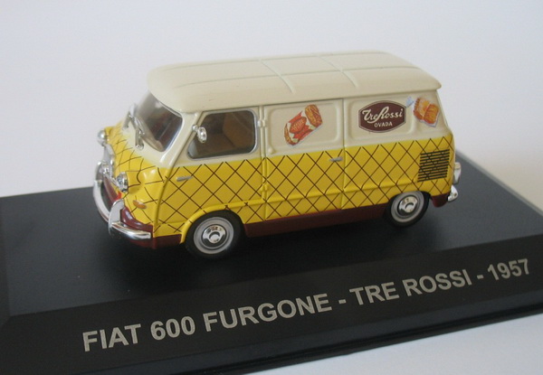 FIAT 600 FURGONE "TRE ROSSI" - Yellow/Brown AF059 Модель 1:43