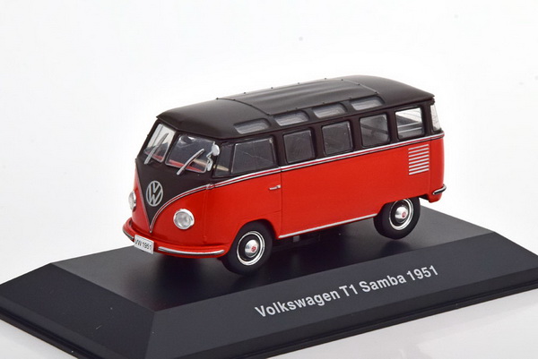 Модель 1:43 Volkswagen T1 Samba Bus - red/black