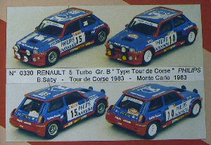 Модель 1:43 Renault 5 Turbo «Tour de Corse» Philips - Rallye Monte-Carlo - Tour de Corse (Bruno Saby) KIT