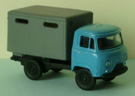Модель 1:87 УАЗ-452Д будка голубой-серый