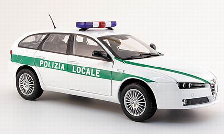 Модель 1:18 Alfa Romeo 159 Sport Wagon «Polizia Locale» - white/green