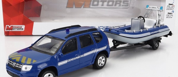 Модель 1:43 DACIA Duster Gendarmerie Con Carrello E Gommone (2020) - Trailer And Motorboat, Blue