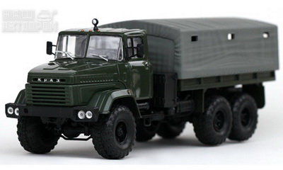 КрАЗ-260 бортовой тент - тёмно-зелёный H291B Модель 1:43
