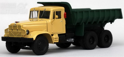 Модель 1:43 КрАЗ-256Б самосвал - жёлтый/зелёный