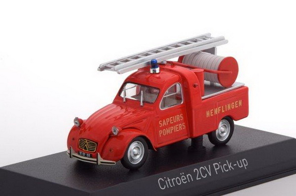 citroen 2cv pickup with ladder 'pompiers' (пожарный) - red 156076 Модель 1:43