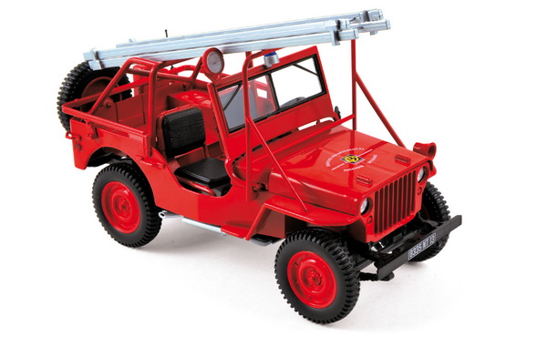 Модель 1:18 Jeep Willis 4x4 Fire Department (пожарный) - red