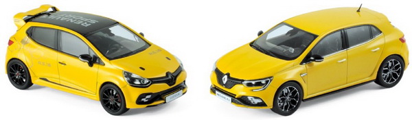 набор из 2 моделей renault clio r.s.16 & megane r.s. - yellow 517598 Модель 1:43