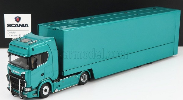 Модель 1:64 Scania S730 V8 Truck Car Transporter - green met