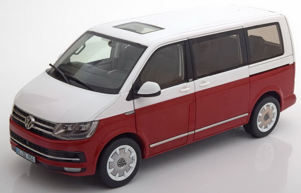 Модель 1:18 Volkswagen T6 Multivan - red/white