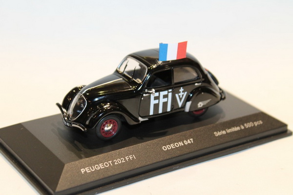 Модель 1:43 Peugeot 202 FFI - black/French flag (L.E.500pcs)