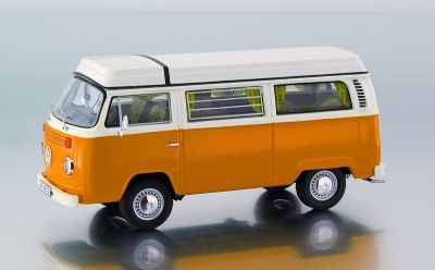 Модель 1:43 Volkswagen T2-b Camping (foldable roof) - yellow/white