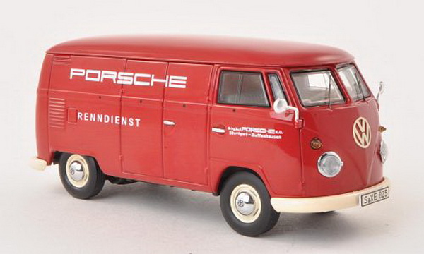 Модель 1:43 Volkswagen T1 Box Wagon «Porsche» Racing Team - dark red