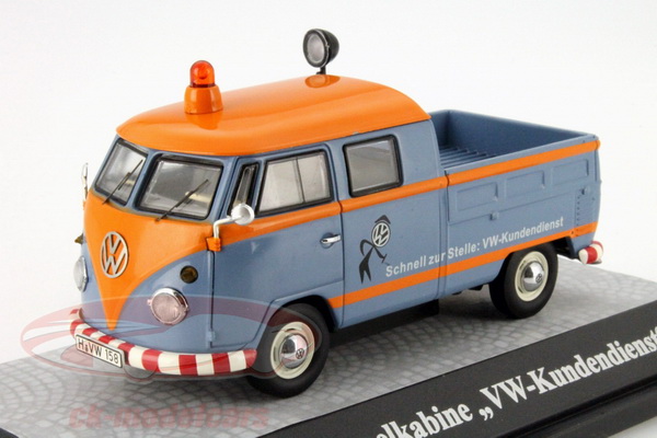 volkswagen t1 doka "vw" пикап с двойной кабиной orange/blue 13950 Модель 1:43