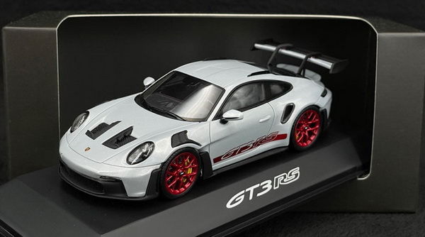 Модель 1:43 Porsche 911 GT3 RS Type 992 - 2023 - Gris Glacé / Bandes Rouge Pyro