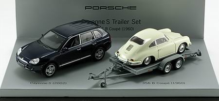 Модель 1:43 Porsche Cayenne с трайлером и Porsche 356 B Coupe - набор