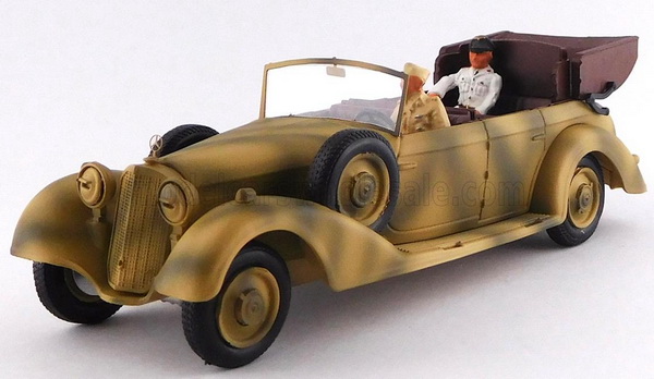 Mercedes-Benz 770 Africa Korps 1941 Mimetic Car With Figures Rommel & Driver