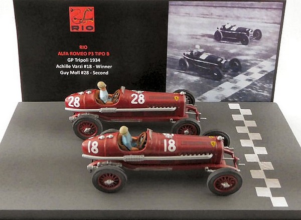 Alfa Romeo P3 №18 Winner (Achille Varzi) + №28 2nd (Guillaume Laurent "Guy" Moll) GP Tripoli RIO4660P Модель 1:43