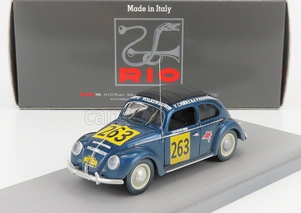 Модель 1:43 VOLKSWAGEN Beetle Kafer Maggiolino Closed Roof №263 Rally Panamericana (1954) M.hinke, Blue