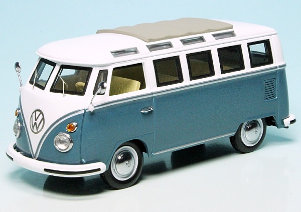 VW T1 Bulli Samba Bus petrol-blue/white 002711 Модель 1:43