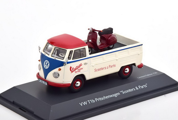 Volkswagen T1b Pritsche «Scooters & Parts» - white/red/blue (L.E.750pcs)