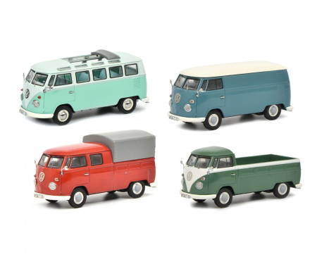Volkswagen T1b Samba, box van, twin cabin and PickUp (Set «Volkswagen T1b» - 4 models)