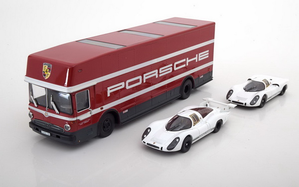 set "edition 70 jahre porsche" racing transporter with porsche 908 short and long tail 3727 Модель 1:43