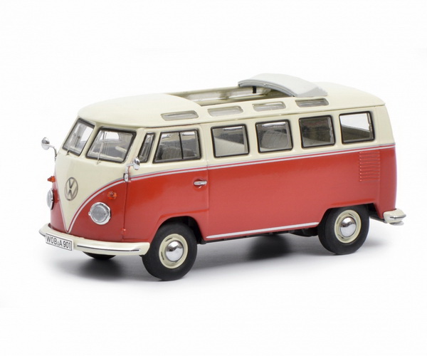 volkswagen t1b samba - red/beige 3743 Модель 1:43