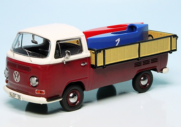 VW T2a Westfalia-platform with two soap-boxes darkred/white