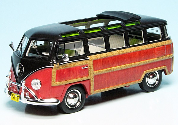 VW T1a Bulli Samba Bus "Woody" red/darkbrown