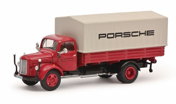 mercedes-benz l3500 truck telonato porsche (1950), red grey 452667800 Модель 1:87