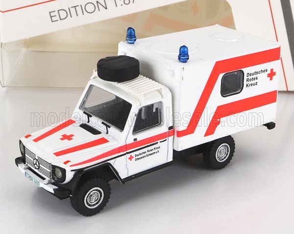 mercedes-benz g-class van ambulance (1980), white red 452668600 Модель 1:87