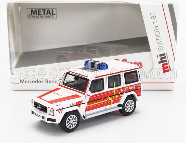 mercedes-benz g-class notarzt police (1995), white red 452674200 Модель 1:87