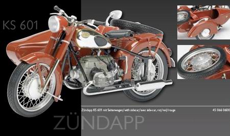 Модель 1:10 Zündapp KS 601 - red (мотоцикл с коляской)