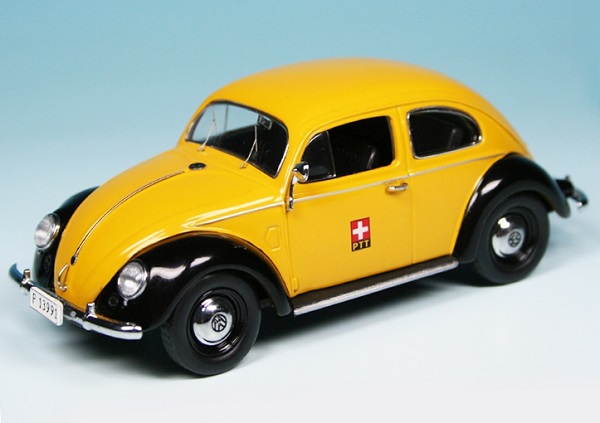 VW Käfer / Beetle with oval-window "PTT Swiss Post" post-yellow/black
