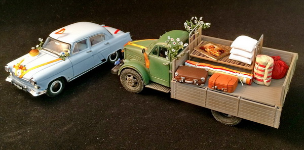 Диорама "Сельская свадьба 60-х" (грузовик с зеленой кабиной) (серия 7 экз.) SL-XL5 Модель 1:43