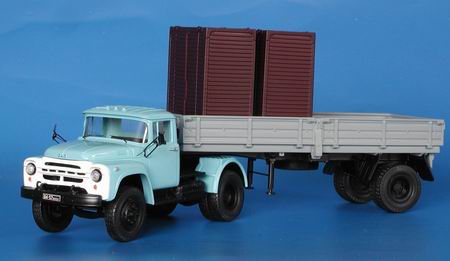 Модель 1:43 ЗиЛ-130В1 седельный тягач с п/прицепом ОдАЗ-885 c контейнерами / ZiL-130V1 Tractor w/ODAZ-885 semi-trailer
