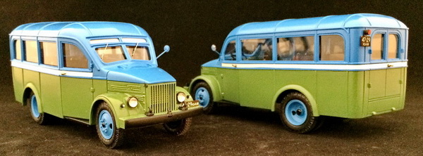 Модель 1:43 Автобус Аремкуз (первого проекта) ,городской вариант (сине/зелёный с белой полосой) (серия 25 экз.)