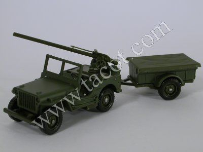 Модель 1:43 Willys Jeep canon 106 Avec Remorque