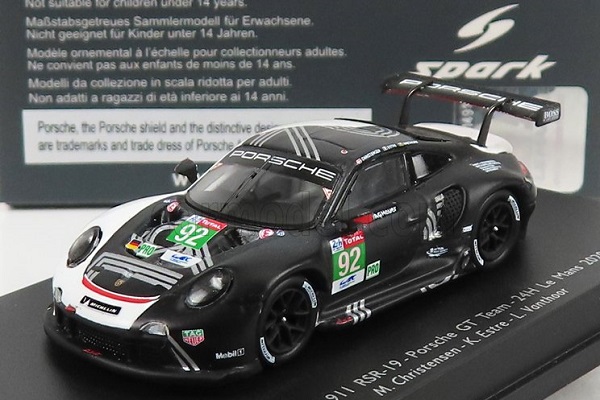 PORSCHE 911 991-2 Rsr Team Porsche GT N92 24h Le Mans (2020) M.Christensen - K.Estre - L.Vanthoor, Black 87S159 Модель 1:87