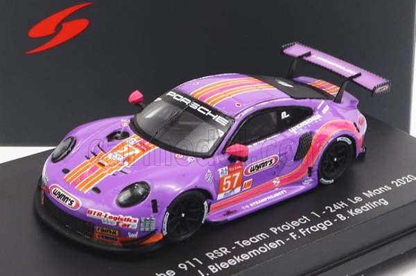 Модель 1:87 PORSCHE 911 991-2 Rsr 4.0l Team Project-1 N57 24h Le Mans (2020) J.Bleekemolen - F.Fraga - B.Keating, Purple Orange
